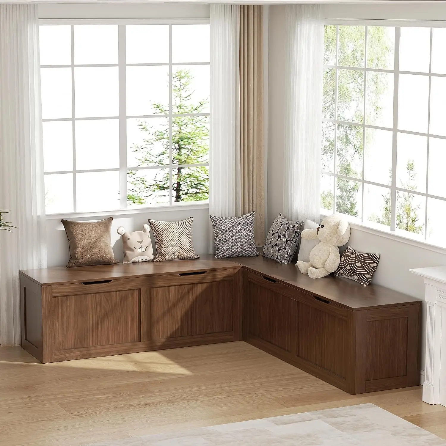 L Shaped Bench with Storage, 63