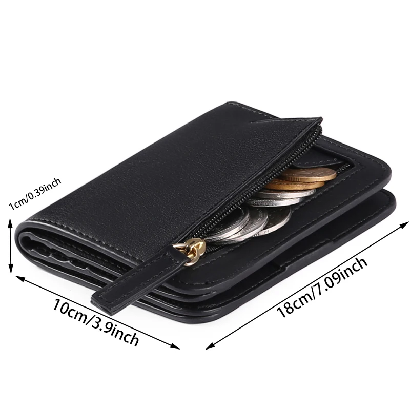 Small Wallets Solid Colour Women Girl Credit Card Holder Case PU Leather Coin Purse Female Wallet Short Purses Exquisite Wallet