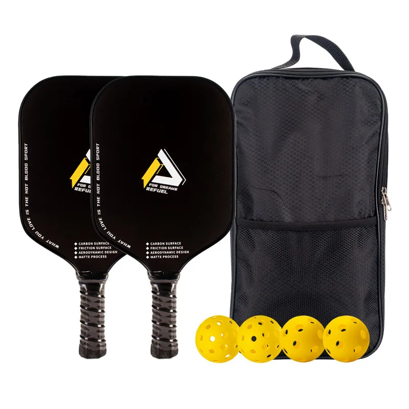 

New 6 Styles Thickness 16MM PP Honeycomb Core Carbon Fiber Pickleball Paddle Set 2 Racket 4 Balls and Storage Bag