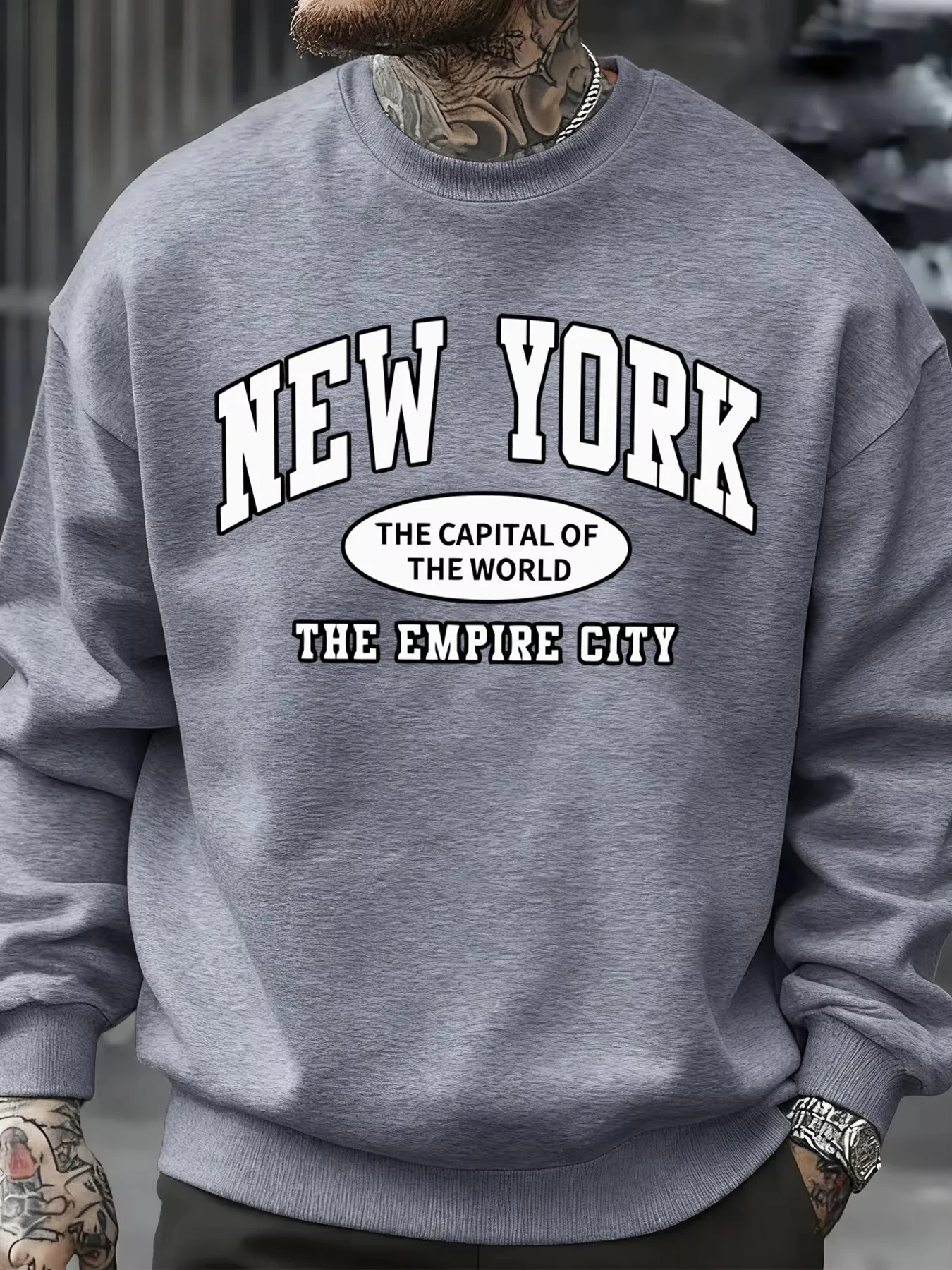 New York Die Hauptstadt der Welt Muster Männer Sweatshirts Mode Weiche Sportswear Casual Herbst Pullover Lose Kleidung All-Match