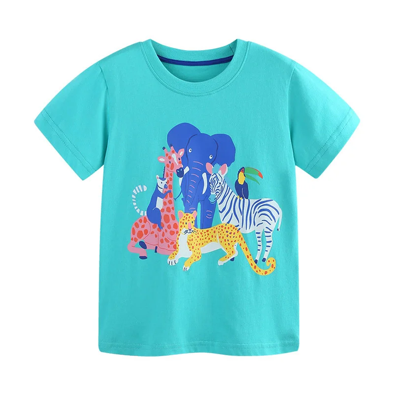 Short Sleeve Kids' T-Shirt 1 Pcs Night Light Summer Boys Girls Top Animals Printed Children's Fashion Tees Baby  Tops