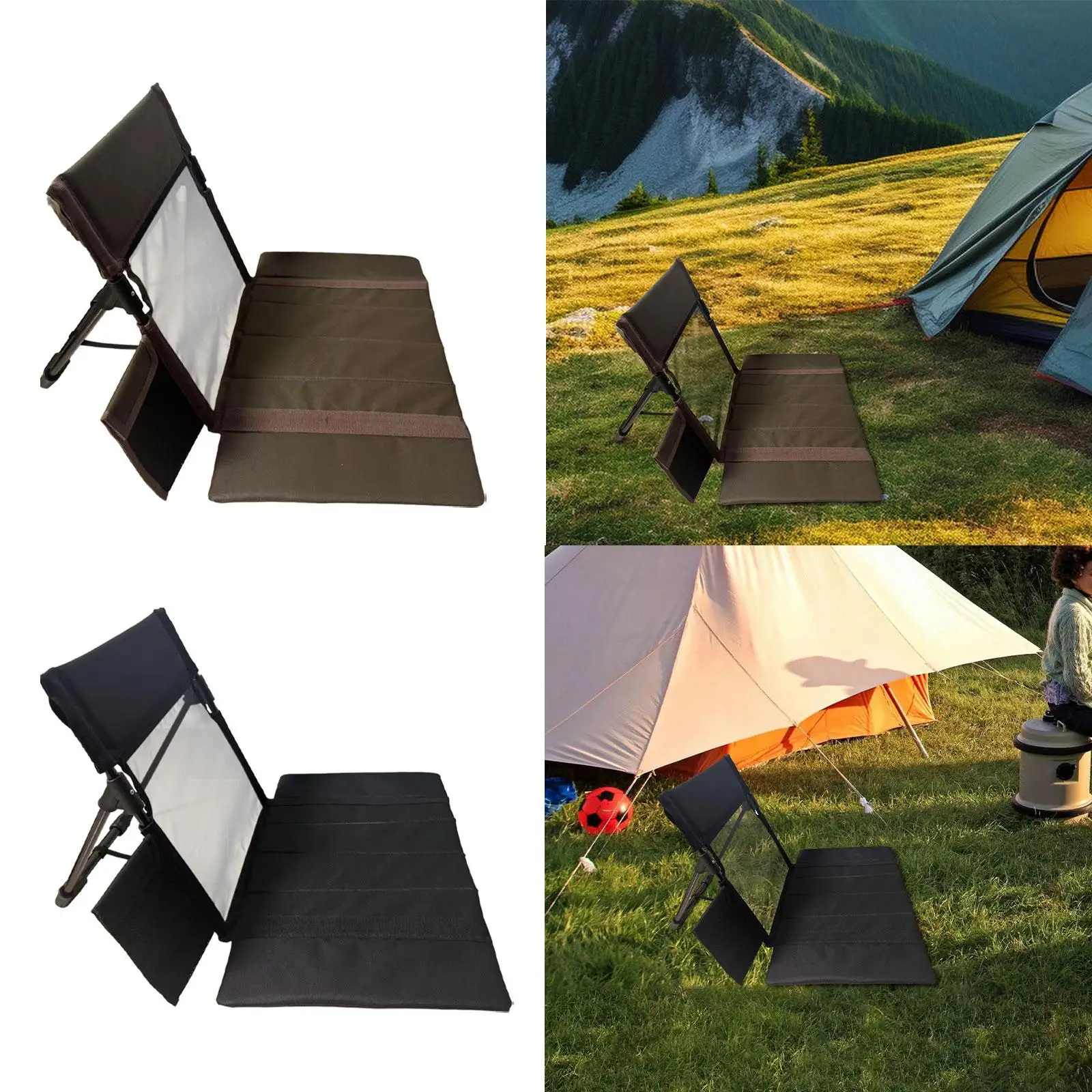 كرسي شاطئ قابل للطي مع دعم خلفي، مقعد أرضي خفيف الوزن، مسند ظهر للتخييم لرحلات السفر، حمام السباحة، المشي لمسافات طويلة، الشواء #1