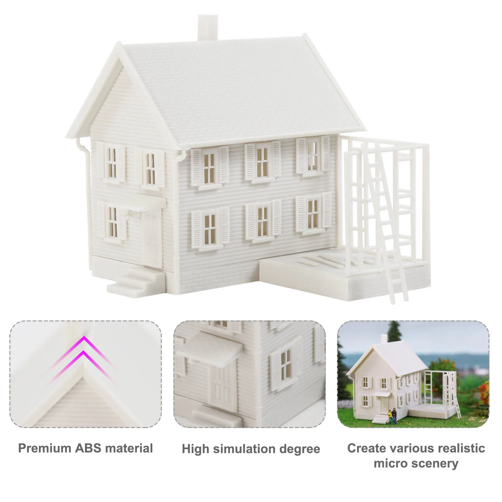 Evemodel N Scala 1:160 Kit casa decorata modello a due piani smontato non verniciato JZN5881JJ