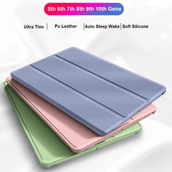 Capa de Couro Inteligente para iPad, Capa de Silicone, 10.2, 8th, 9th, 6th Geração, Air 11, 2024, Pro 13, 4, 10.9, Mini 6, 5, 4, 2, 10ª Geração, 2022