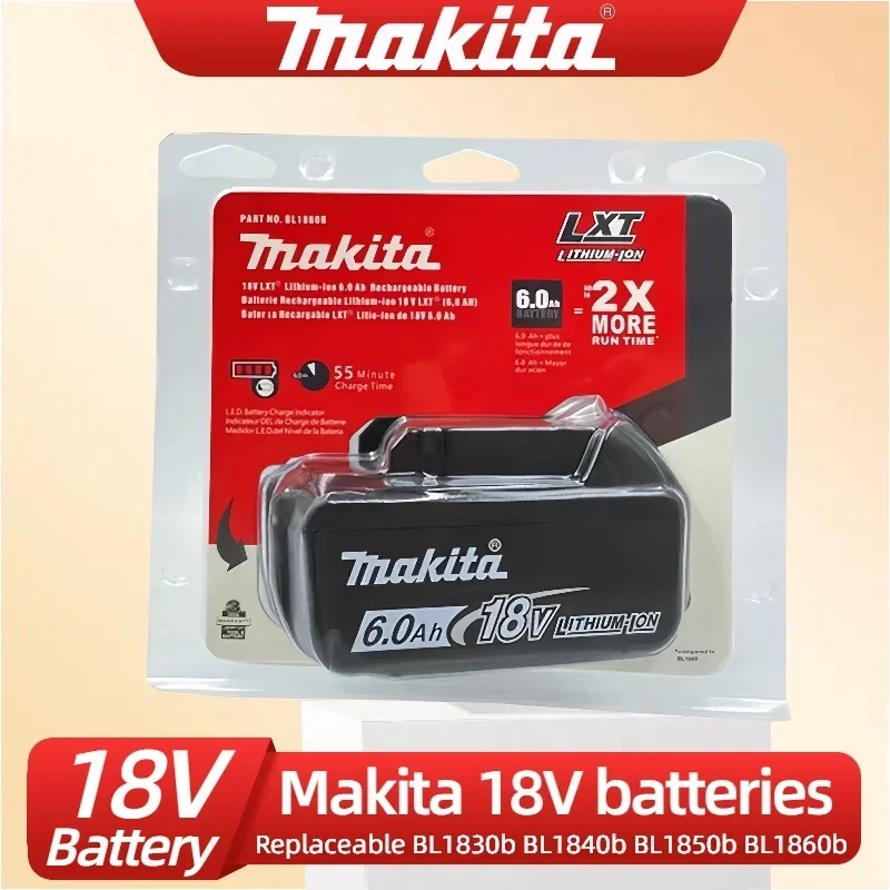 

100% new Genuinel Makita 6.0Ah 18V Battery for Makita BL1830B BL1840B BL1850B BL1840 BL1860 BL1815 Replacement Lithium Battery