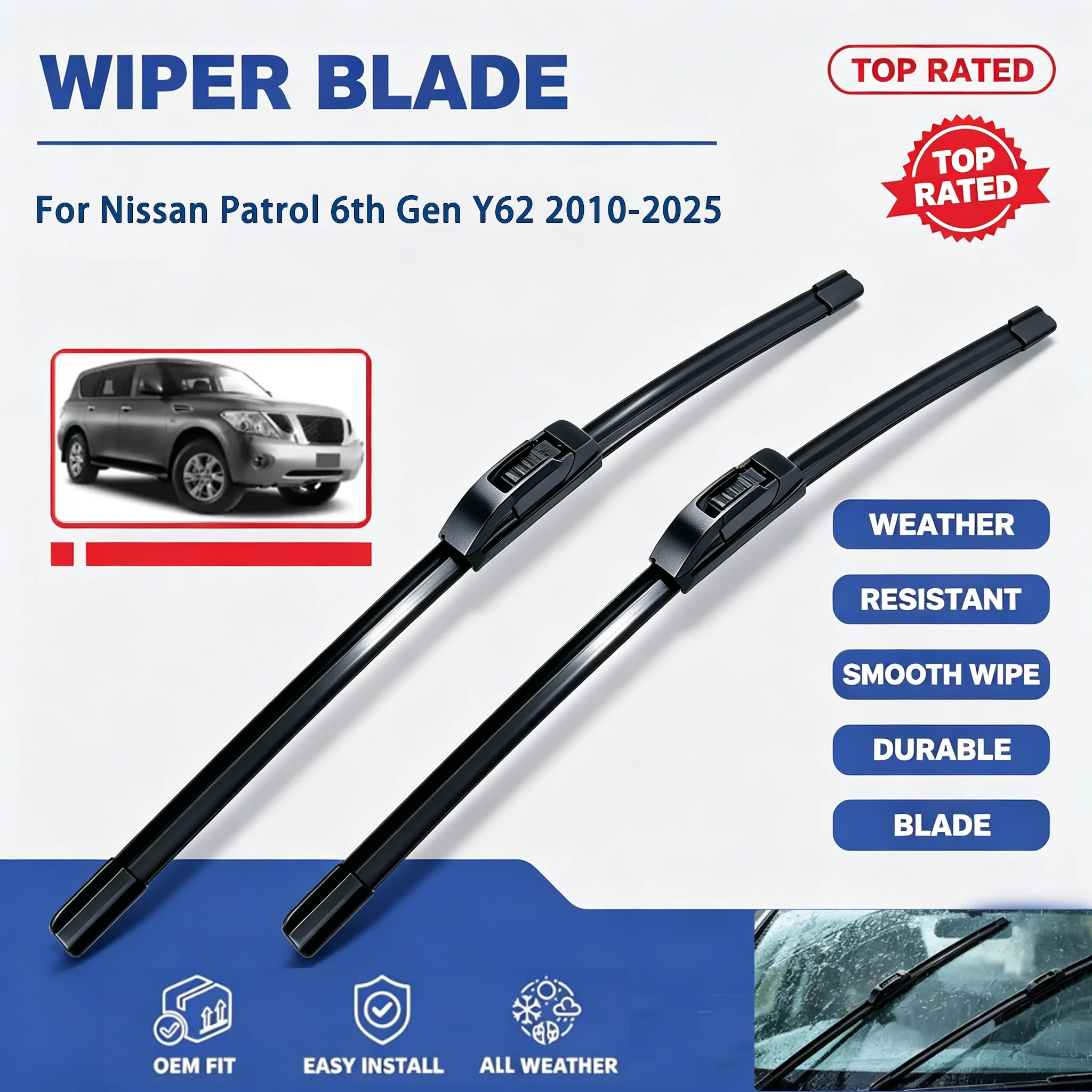 For Nissan Patrol 6th Gen Y62 2010-2025 Front Wiper Blades 2PCS