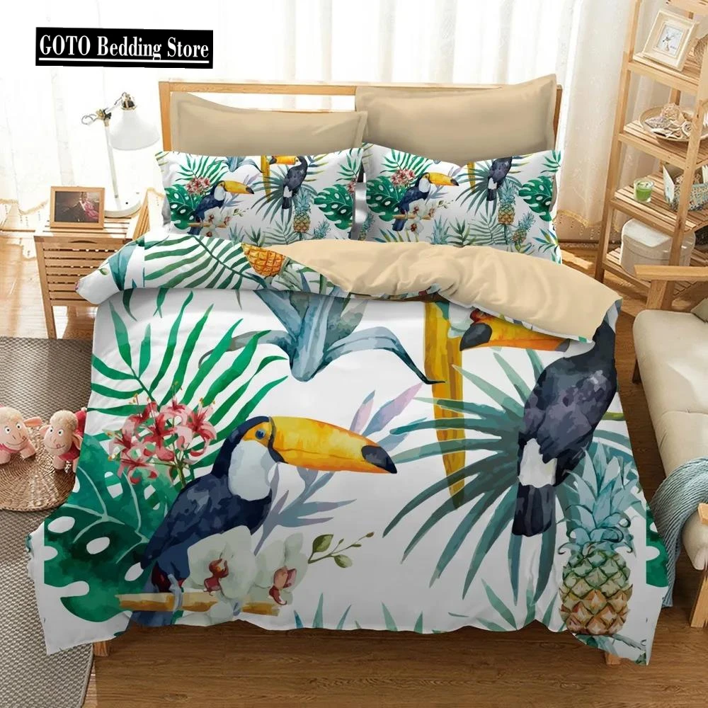 

Chinese Bedclothes Single Double Duvet Cover With Pillowcase 3D Kids Beding Set Traditional Queen Comforter Sets Cartoon Birds