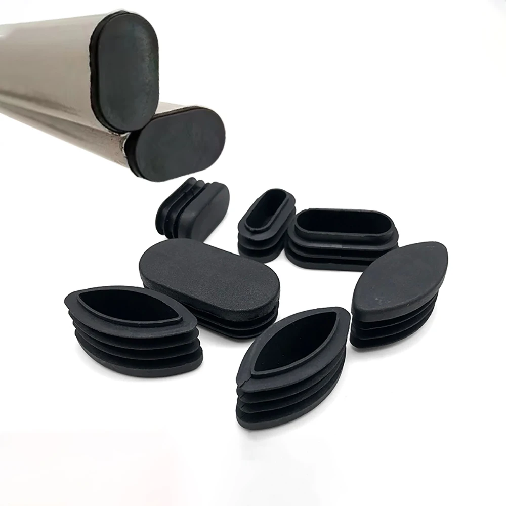 Black White Oval Oblong Tubes End Caps Blanking Plugs Pipe Inserts Table Feet Chair Plastic Dust Plug Furniture Accessories