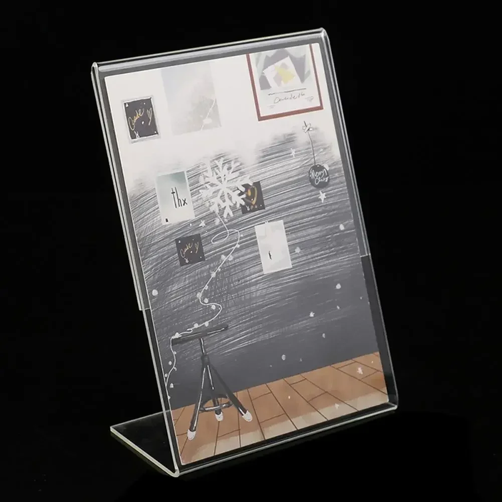 1pc Transparent Acrylic Photo Frame Display Stand Desk Display Card Holder Price Tag Clip Sign Card Holder Gift 10x15cm