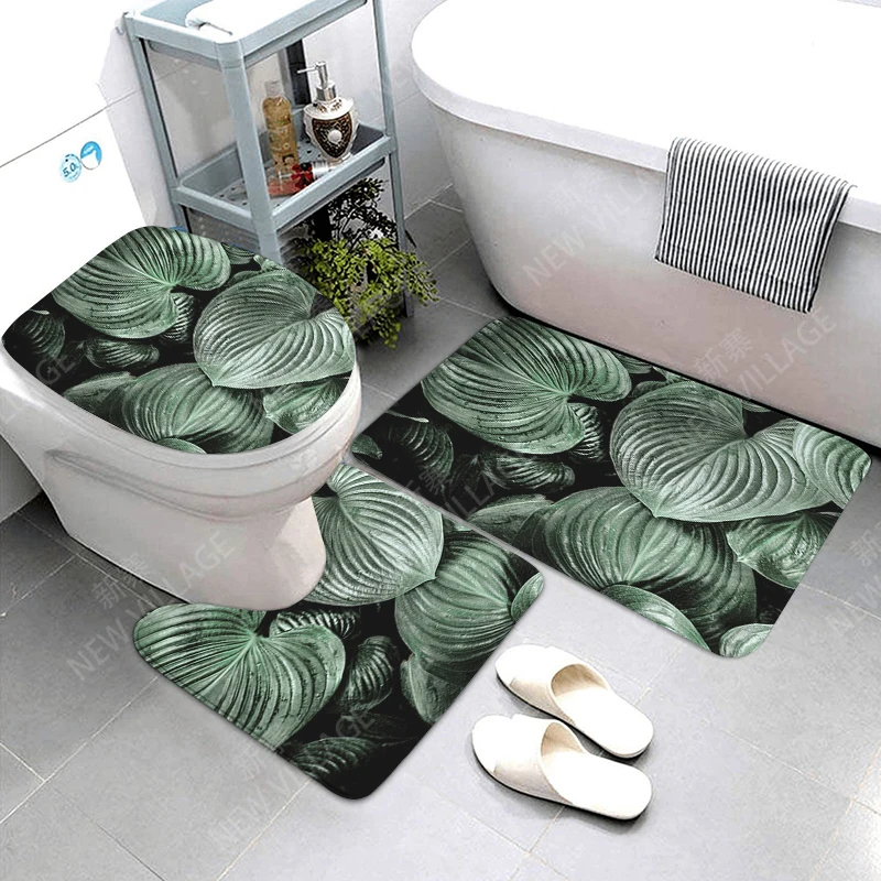 Anti-slip Bath Mat plant Bathroom Rug Shower Mat Decorative Absorbent Foot Mat Entrance Bathtub toilet rug boho Nordic leaf