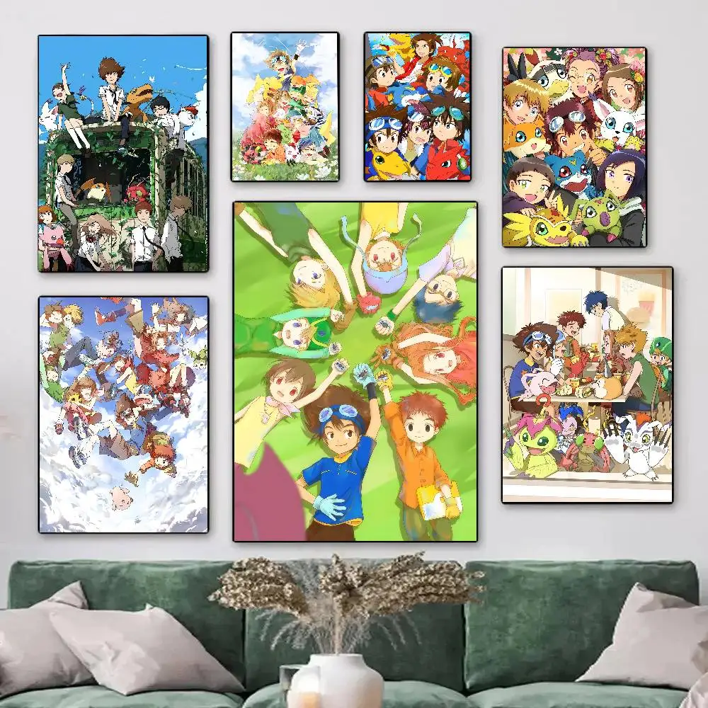Japanese Classic Anime D-Digimon Adventure Posters HD Print Vintage Wall Art Decor for Home Study Room