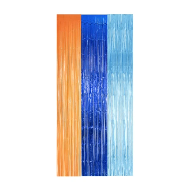 青い犬のフリンジカーテン,誕生日パーティー用品,オレンジ,水色,写真ブース,パーティーの装飾