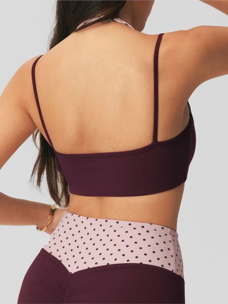 Summer Halter Yoga Bra Women Color Blocking Sports Underwear Gym Top Shockproof Fitness Push Up Workout Sports Bra Yoga Crop Top