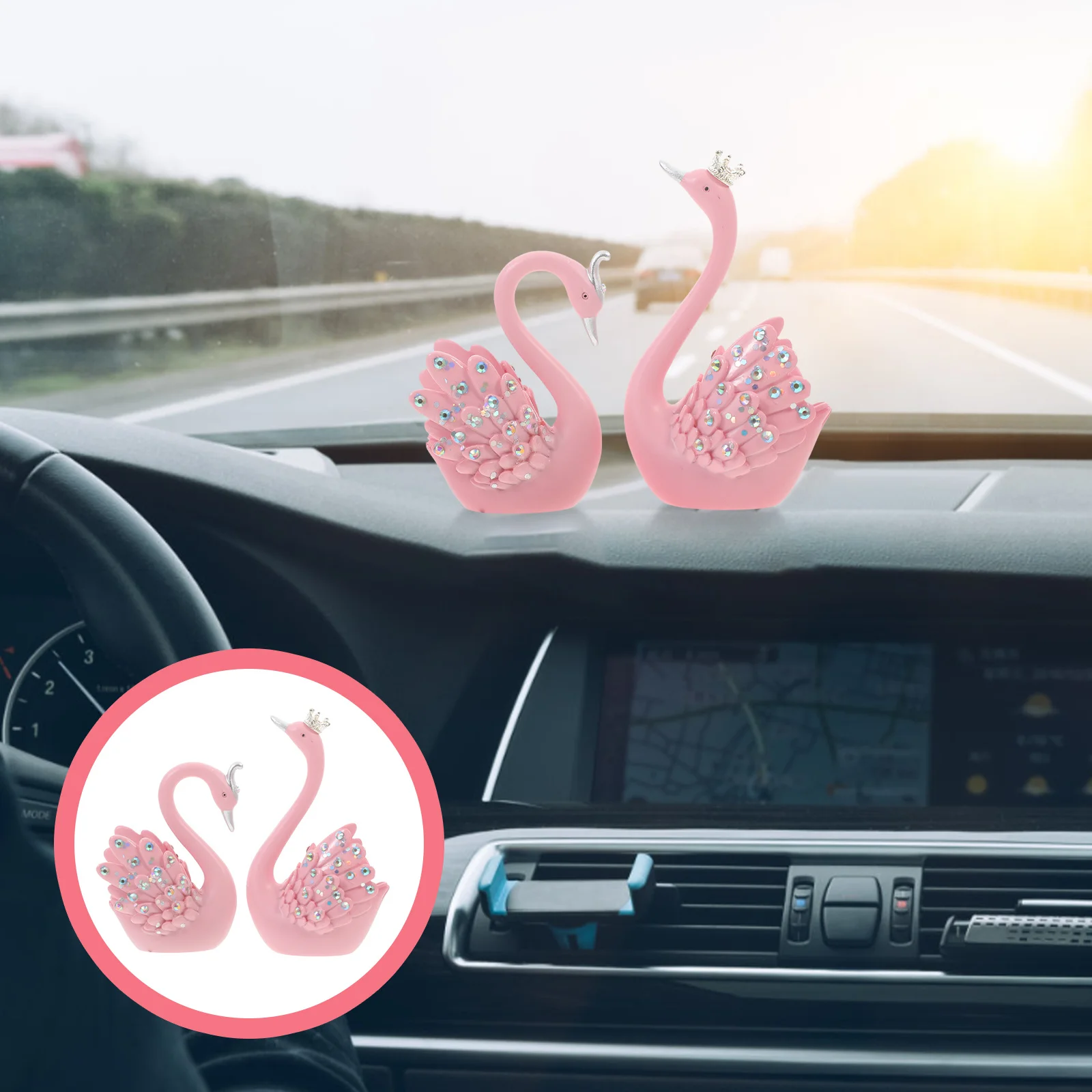 

2pcs Car Ornaments Exquisite Dashboard Decorations Cute Car Interior Accessories Durable Vehicle Decor