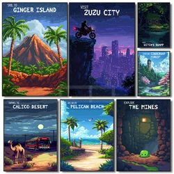 Classics Video Game Stardew Valley Poster Stardew Valley Travel Prints Canvas Painting Pixel Wall Art Pictures Home Room Decor