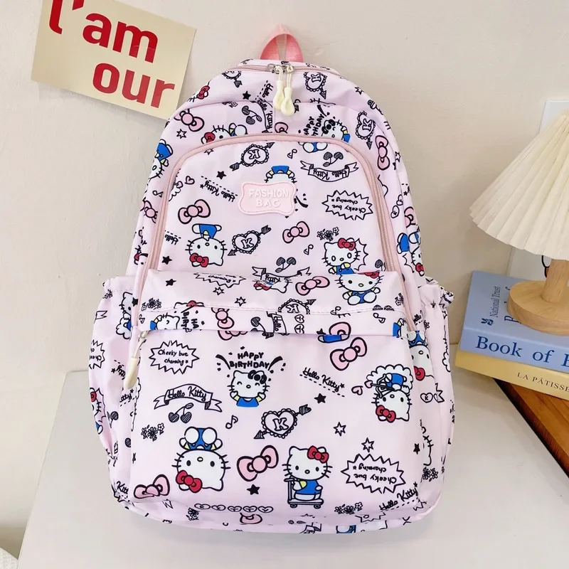 حقيبة ظهر للأطفال من سانريوس، حقيبة ظهر عصرية خفيفة للفتيات على طراز الكلية مطبوعة برسوم كرتونية، سعة كبيرة قابلة للتنفس، شخصية أنيمي