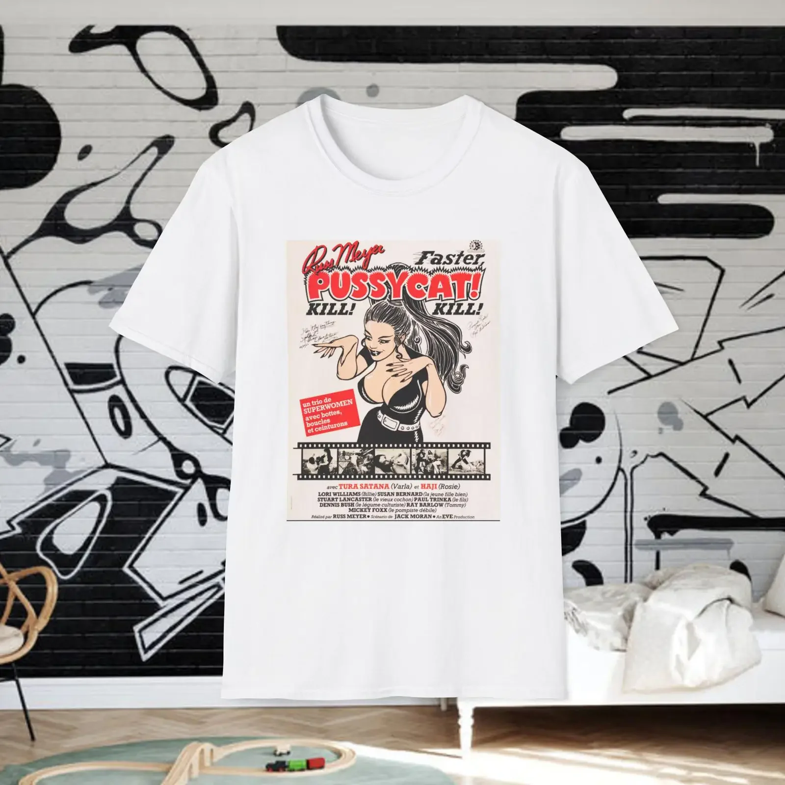 Faster Pussycat Kill Russ Meyer Vintage 60s B Movie Cult Film Poster T Shirt Retro Casual vintage Washed Slightly homme Unisex