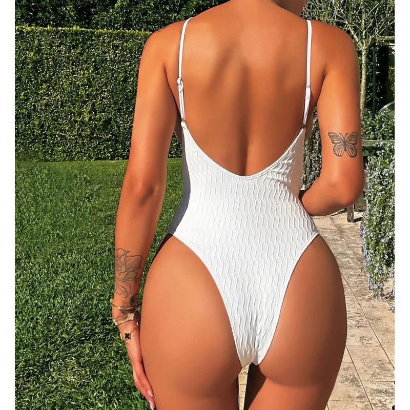 2023 Foreign Order Women's Solid Color One-Piece Swimsuit Bikini Bikini Lza007