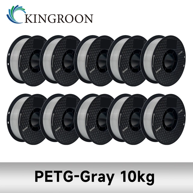KINGROON 10KG PLA/ABS/PETG Filament 1.75mm Zwart Wit Grijs, Groothandel 10 Rollen PLA ABS PETG Plastic voor 3D Printer