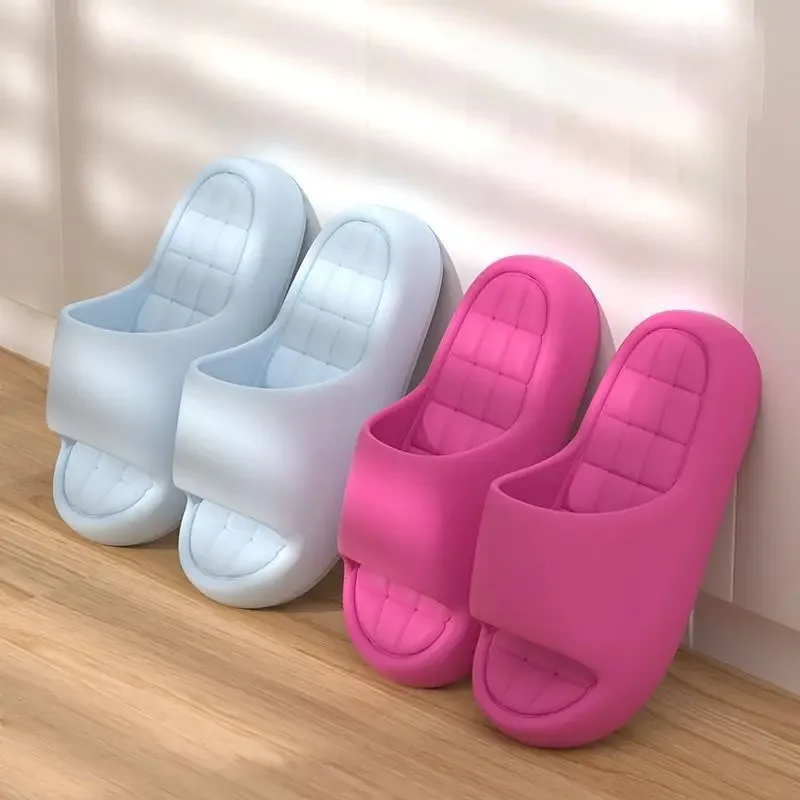 Unisex Bathroom Slippers with Soft Soles Summer Flat Heel Thick Soled Slippers for Women Indoor Anti Slip Couple Flip Flops