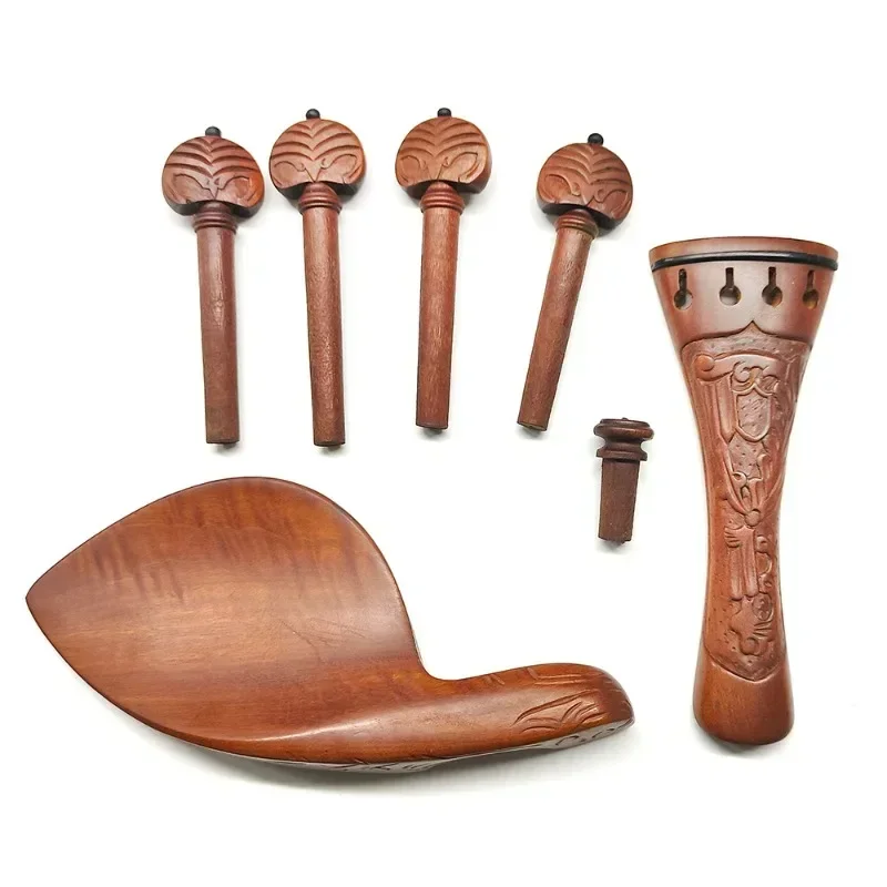 

High-quality jujube wood violin accessories, a set of engraved chord shafts, pull plates, and gill drags