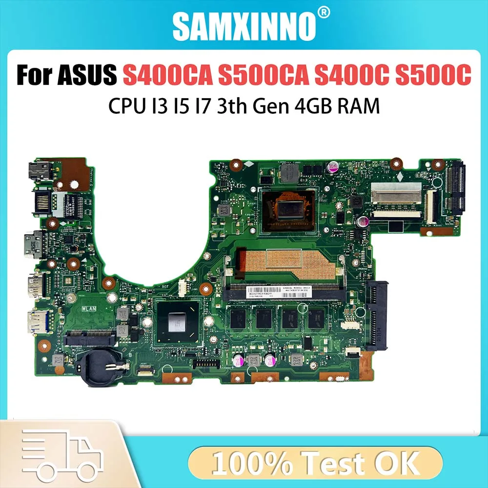 

S400CA Notebook Mainboard For ASUS S500CA S400C S500C S400 S500 Laptop Motherboard With CPU I3 I5 I7 3th Gen 4GB RAM