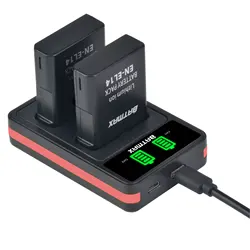 Batmax EN-EL14 EL14a Battery+LED Dual Charger &Type C Port for Nikon P7800,P7700,P7100,P7000,D5600,D5500,D5300,D5200,D5100,DF