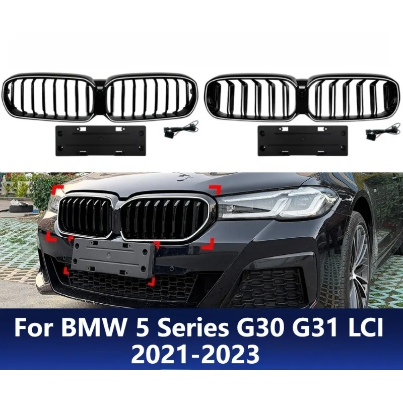 

For BMW 5 Series G30 G31 LCI 2021-2023 LED Illuminated Front Grille Kidney Grill Light Up Car Modification Upgrade Accessories