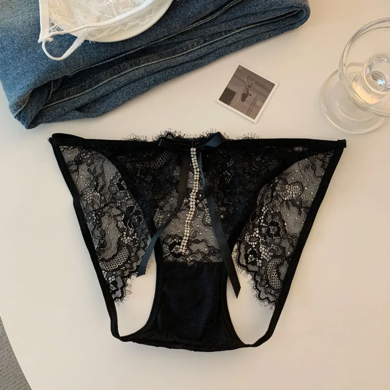 Sp & cidade flor bordado renda transparente sexy roupa interior feminina baixa wasit strass corrente perpectiva calcinha cuecas eróticas
