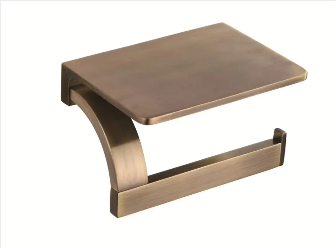 Modern bathroom toilet paper holder, wall-mounted bath paper roll holder with telephone shelf