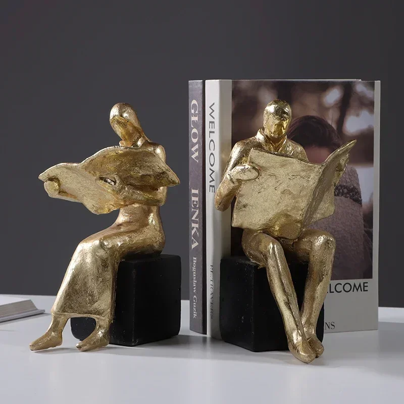 

Light luxury abstract figure sculpture bookend Ornaments Room Decor creative men women resin Statue bookend home Decoration Gift