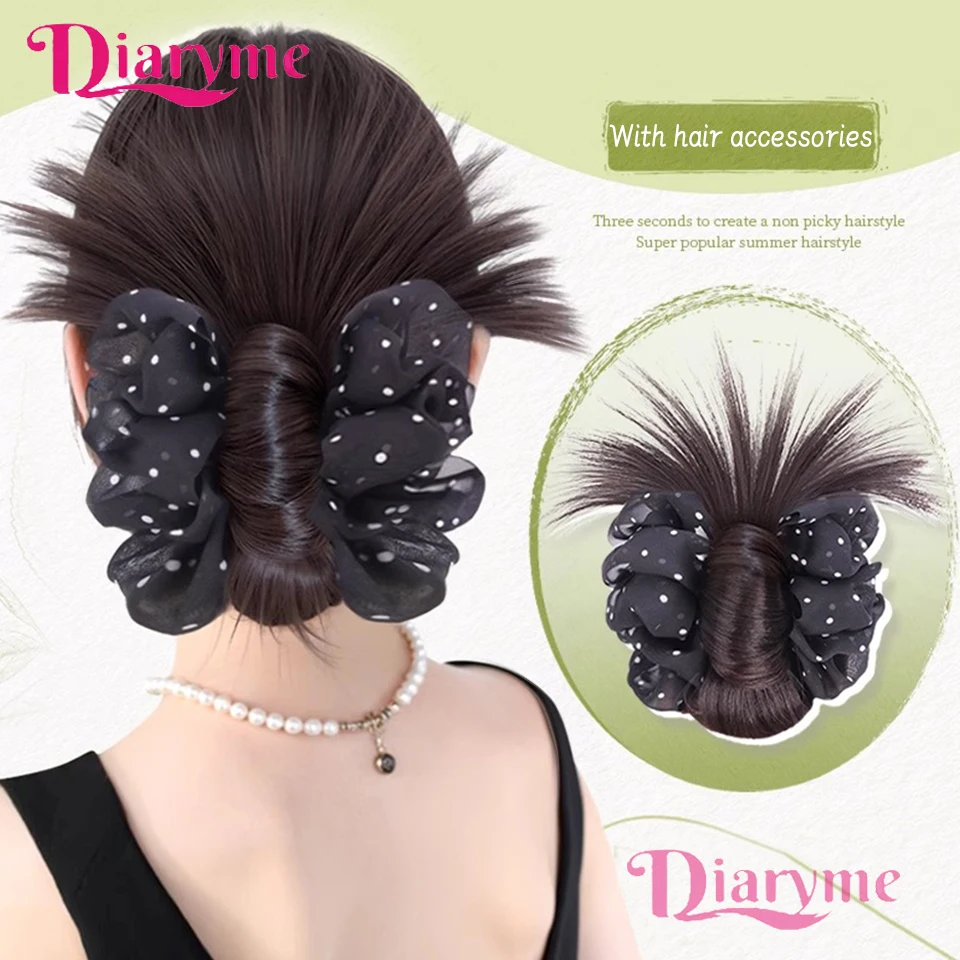 

Synthetic Claw Clip Hair Bun Natural Fluffy Wig Low Chignon for Women Daily Date Party Use Short Ponytail Hair Extensions