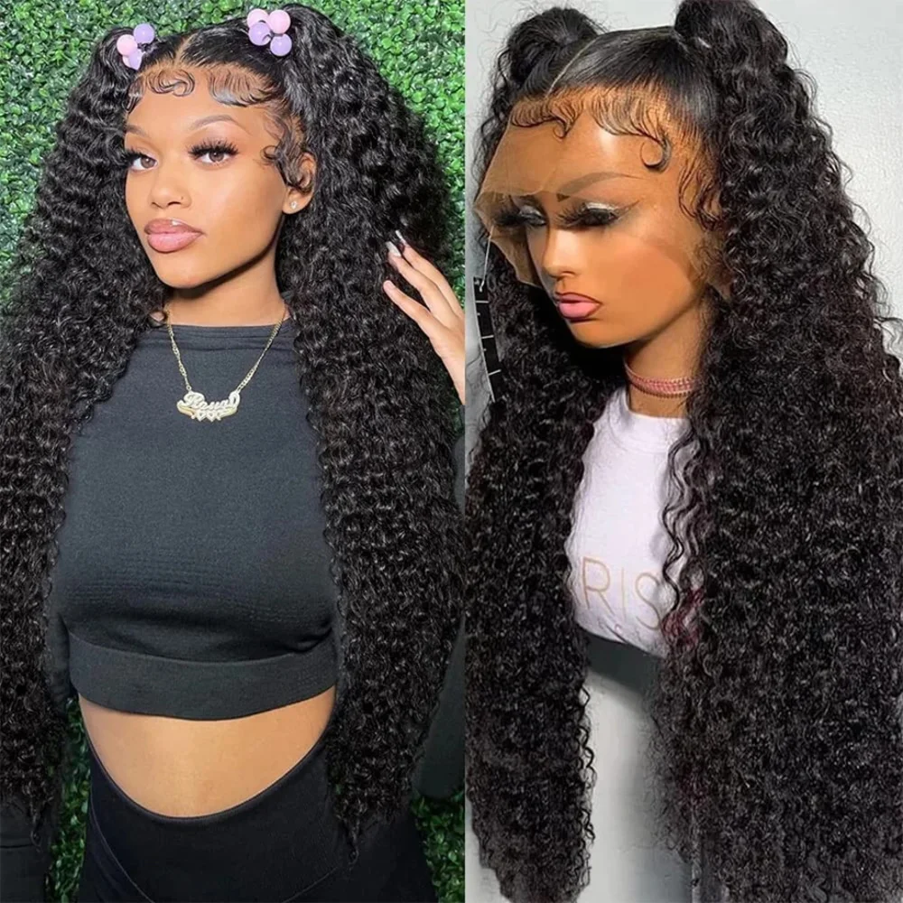 32 Inches Long Deep Wave Wig 200 Density 13x6 Lace Frontal Wig 13x4 Lace Front Natural Black Color Human Hair Wig Remy For Women