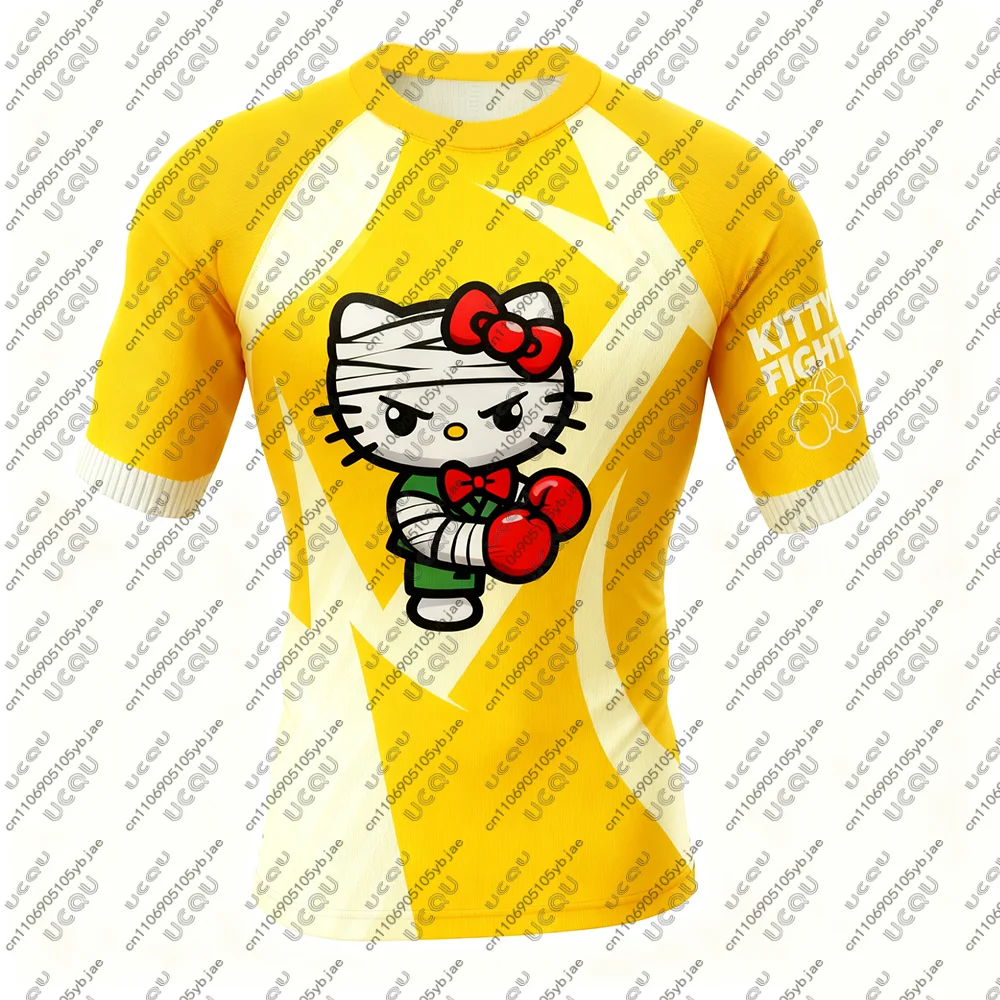 2026 الرجال الفتيان الاطفال فتاة القتال تي شيرت علوي تنفس التجفيف السريع الملاكمة رياضة مرحبا كيتي جيو جيتسو القتال طفح الحرس BJJ MMA