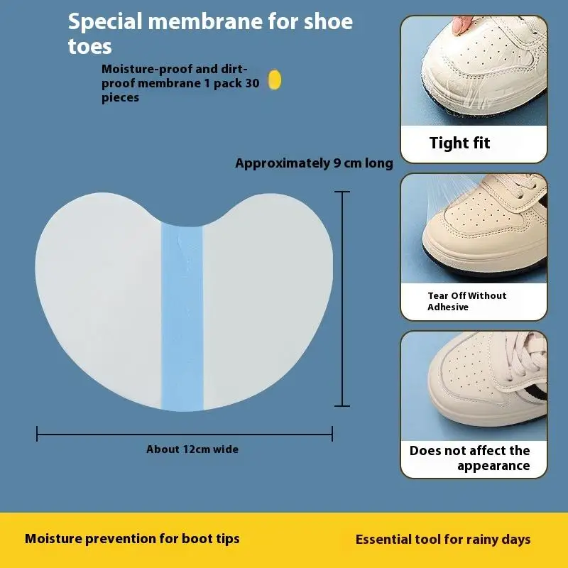 30/90Pcs Shoe Toe Rain Stickers Clear Films Shoe Head Stain Removal Wear Resistant Dirt Resistant Waterproof Shoe Stickers