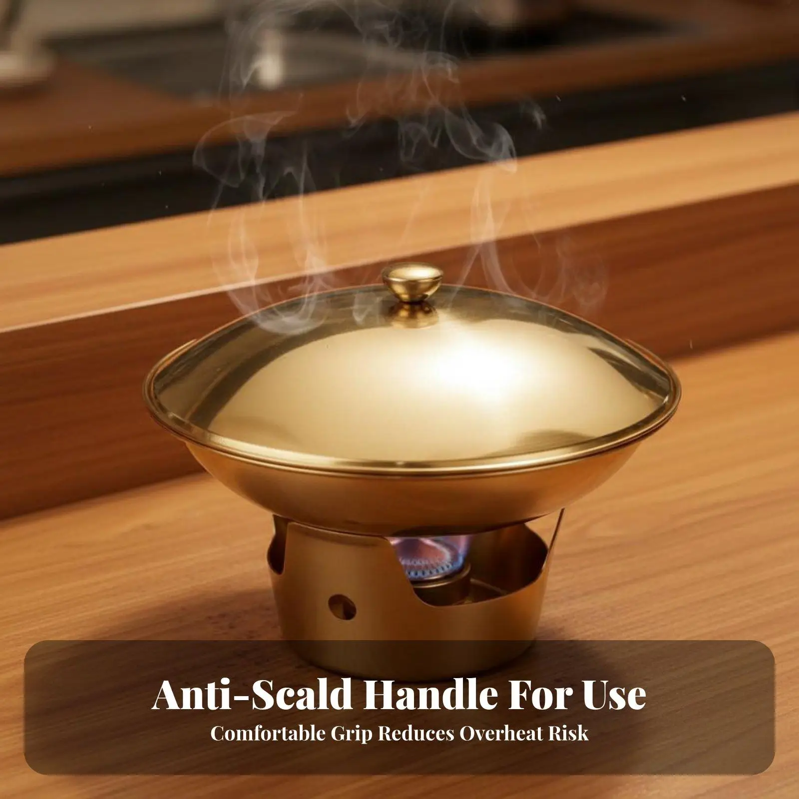 Robust stainless steel pot lid, hot food container cover, stable domed