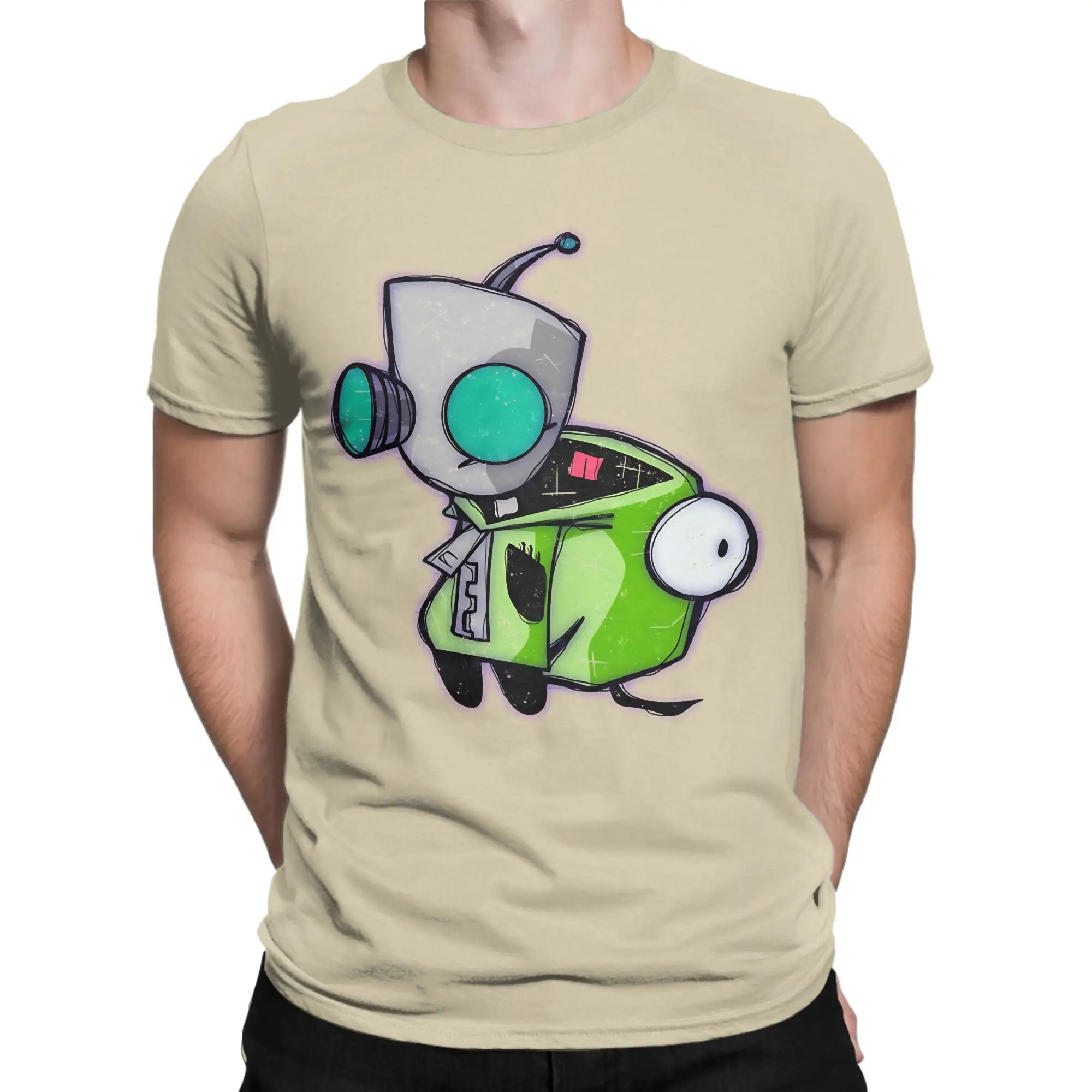 Harajuku T-Shirt Summer Gir Hip Hop T Shirts Invaders Zims 100% Cotton Tshirt for Man Y2K Funny Plus Size Short Sleeve Tees