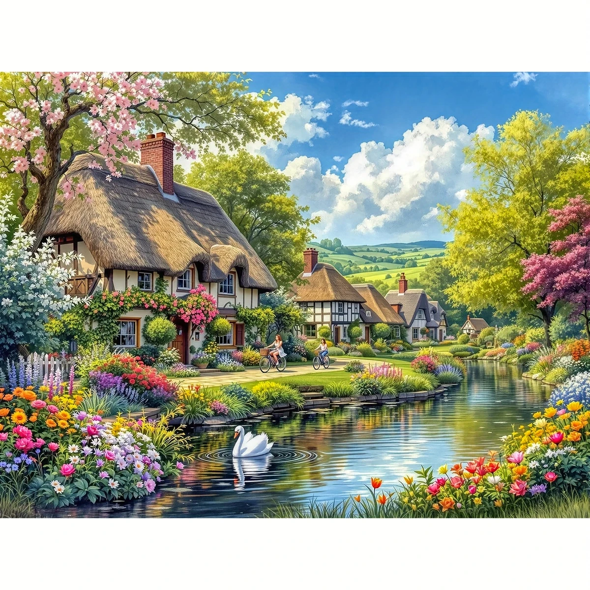 

A Beautiful Village Landscape 500/1000/1200/2000 PCS Jigsaw Puzzles Family Activity Games for Gameroom Bedroom Gifts
