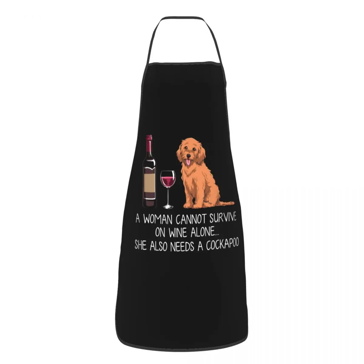 Cockapoo Dog And Wine Apron for Women Men Unisex Bib Funny Kitchen Cooking Tablier Cuisine Chef Painting