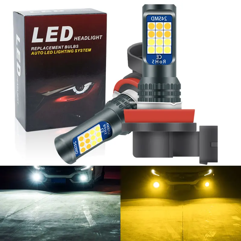 Luz Led antiniebla para coche, lámparas antiniebla H7, H11, 9005, HB4, 3030, 24Smd, 9006, HB4, 12V, blanco, amarillo, 2 piezas