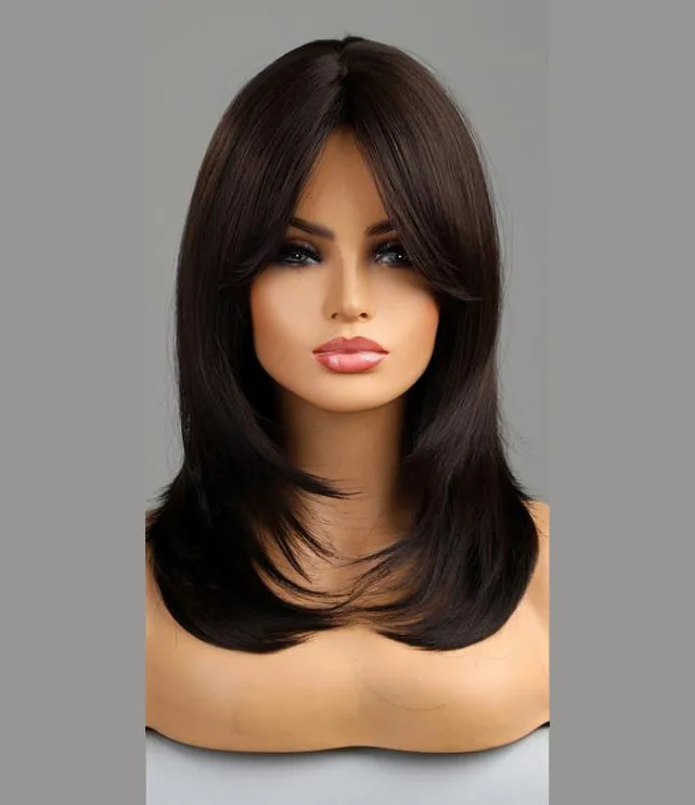 Ins high cold style wig for women, with side split bangs design, is a must-have for fashionable wearing