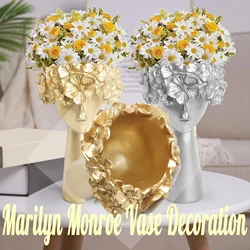 Modern Women Head Flower Vase Plants Planter Pot Office Desktop Home Decor