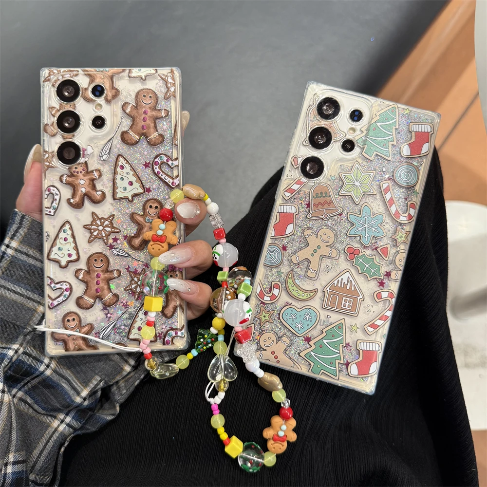 Christmas Tree Quicksand Phone Case For Samsung Galaxy S25 S24 S23 FE S22 S21 Plus Ultra 5G Bling Glitter Liquid Acrylic Cover