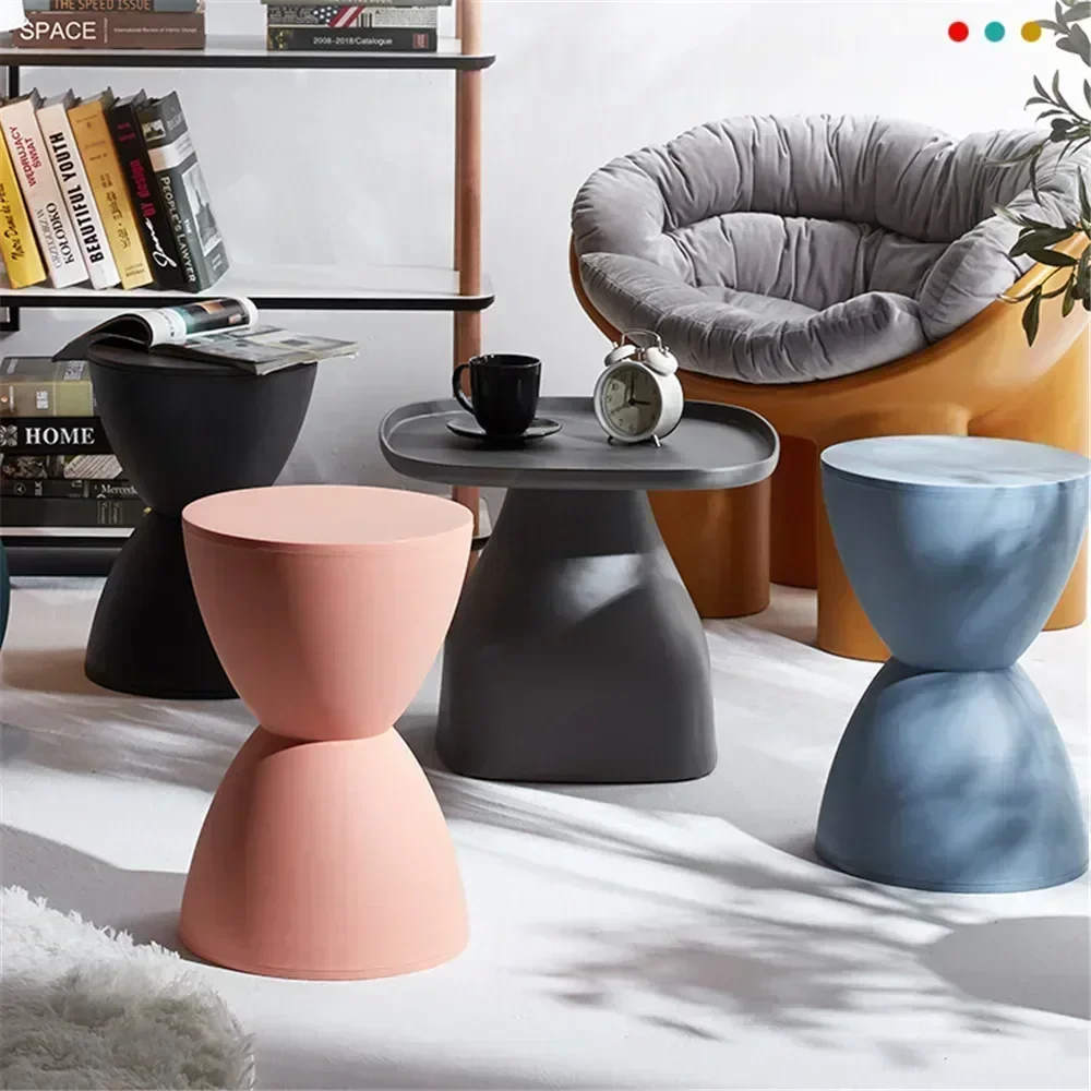 Round Stool Living Room Casual Simple Thickened Household Hourglass Shoe Apartment BBQ Low Prince Creative Elegant Modern Nordic