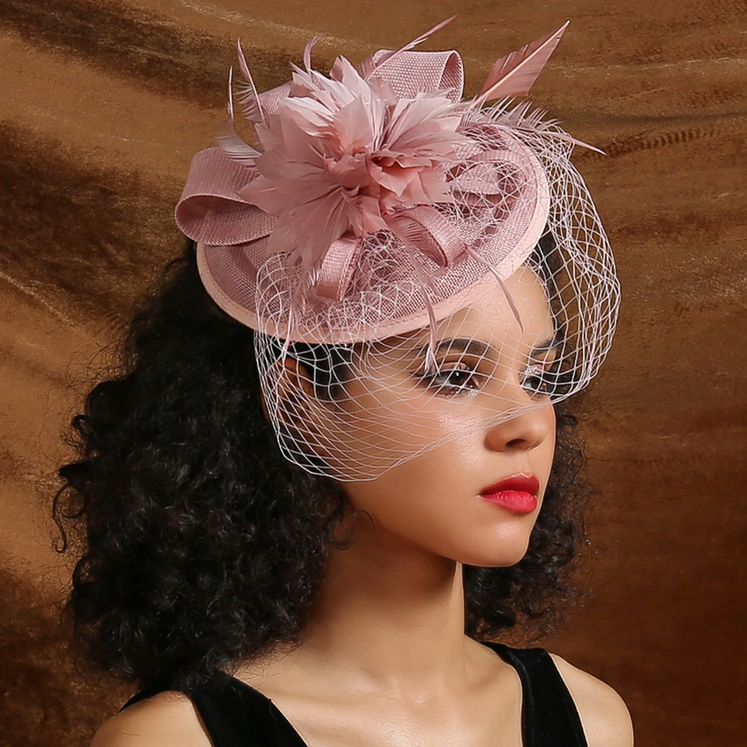 Fancy Feather Fascinator Hat Fancy Multicolour Kentucky Derby Hat Tea Party Flower Headdress Female Top Hat Church Hat with Veil