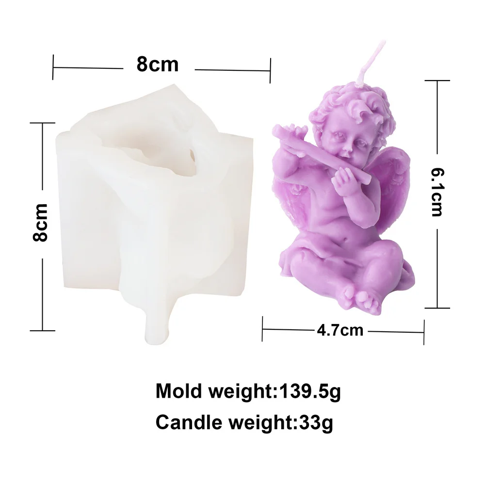 Small 3D Angel Candle Mold Little Wing Angel Resin Molds Baby Tool DIY Making Decor Gypsum for Aromatherapy Soap