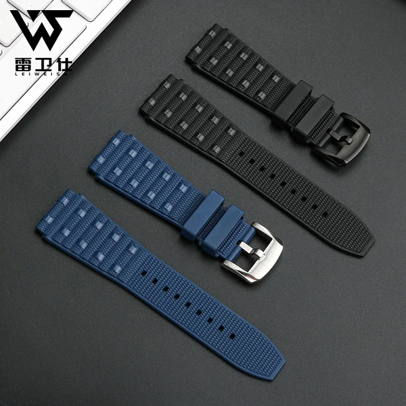 22mm 24mm nadaje się do Breitling Super Marine mechaniczny rozrząd B01 zegarek Avengers pasek do zegarka z gumy fluorowej dla mężczyzn czarny niebieski