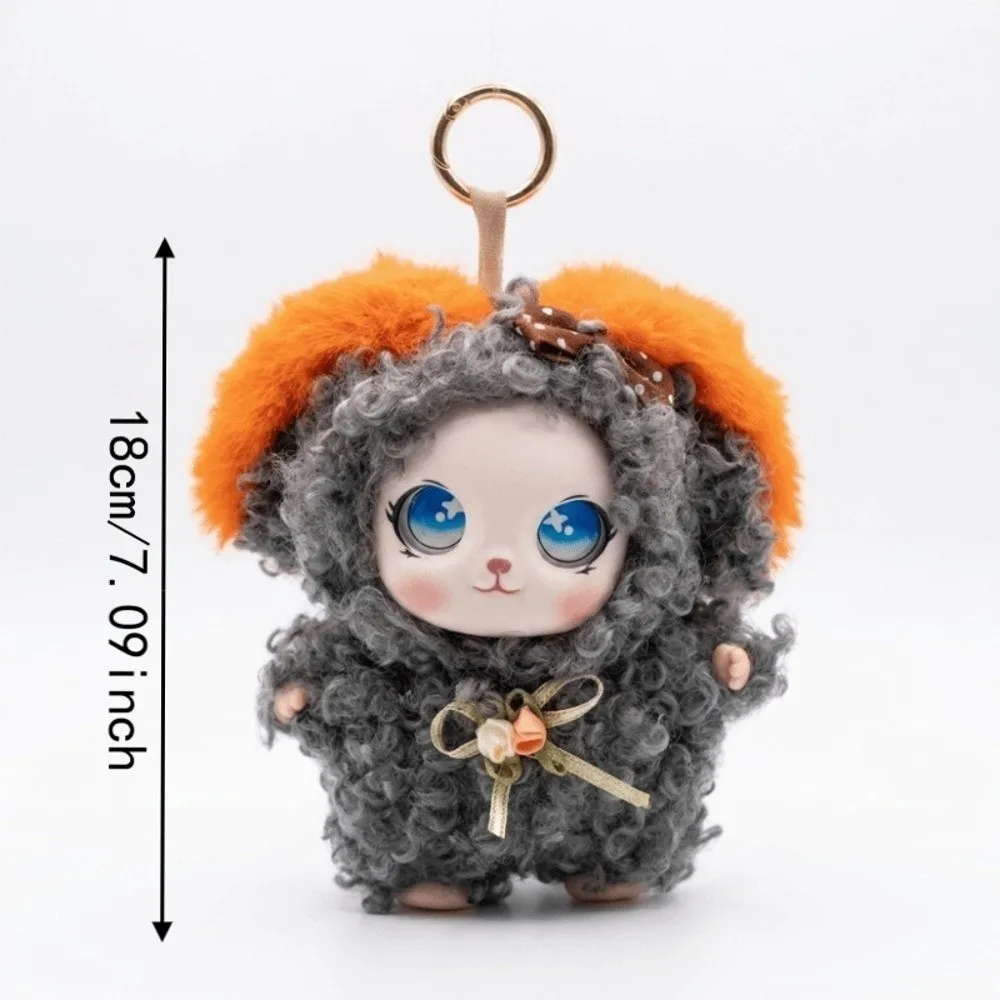 Gift Cute Big Ear Bunny Pendant Curly Hair Cartoon Plush Keychain Soft Collectible Bag Charm Bag Hanging