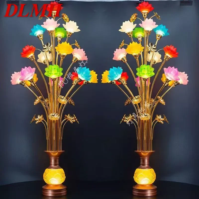 

DLMH Colored LED Lotus Table Lamp For Buddha Lamp Household Buddha Hall Lamp Glass Lamp Temple Worship Buddha Front Lamp