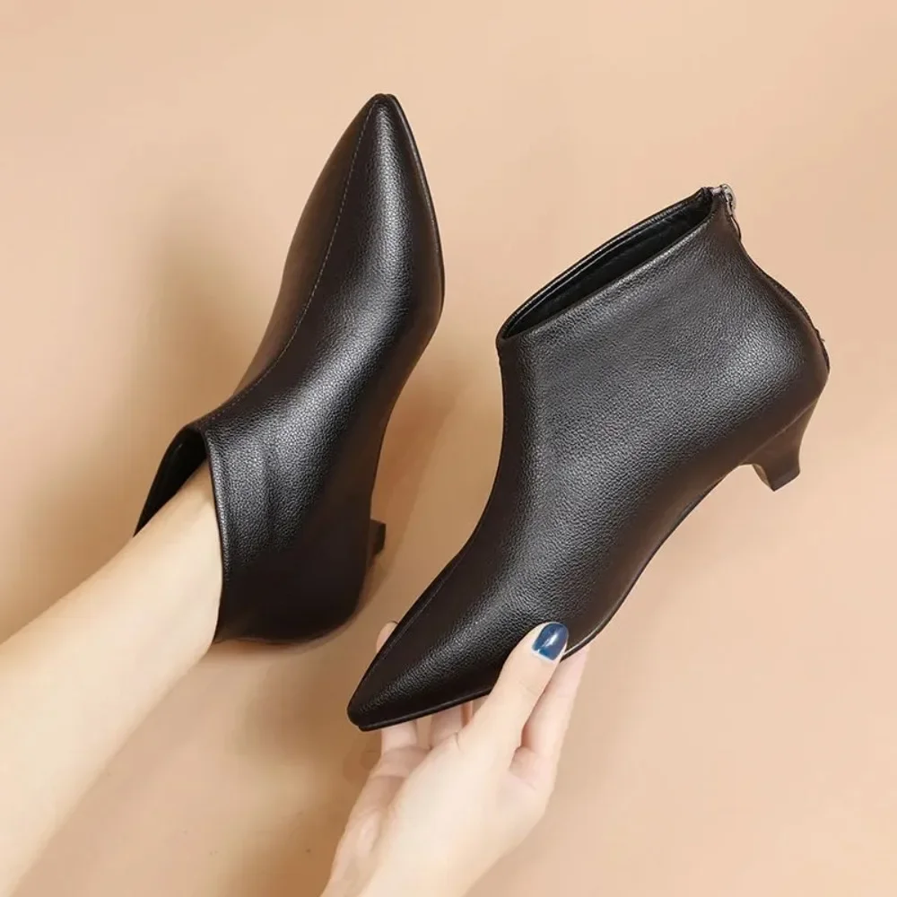 Korean style 2024new autumn and winter stiletto boots women low heels high heel small fashion women\'s boots European bare boots